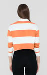 Raw Edge Hem Crop Striped Poloshirt YD