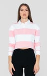 Raw Edge Hem Crop Striped Poloshirt YD