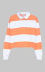 Raw Edge Hem Crop Striped Poloshirt YD
