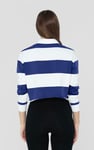 Raw Edge Hem Crop Striped Poloshirt YD