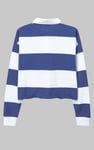 Raw Edge Hem Crop Striped Poloshirt YD