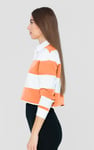 Raw Edge Hem Crop Striped Poloshirt YD