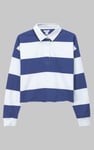 Raw Edge Hem Crop Striped Poloshirt YD