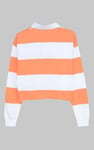 Raw Edge Hem Crop Striped Poloshirt YD