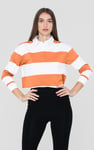 Raw Edge Hem Crop Striped Poloshirt YD