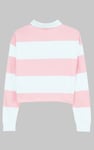 Raw Edge Hem Crop Striped Poloshirt YD