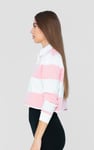 Raw Edge Hem Crop Striped Poloshirt YD