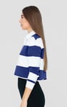 Raw Edge Hem Crop Striped Poloshirt YD