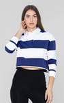 Raw Edge Hem Crop Striped Poloshirt YD