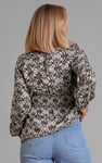 Printed Top With Band Collar And Smocked Waist