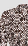Printed Top With Band Collar And Smocked Waist