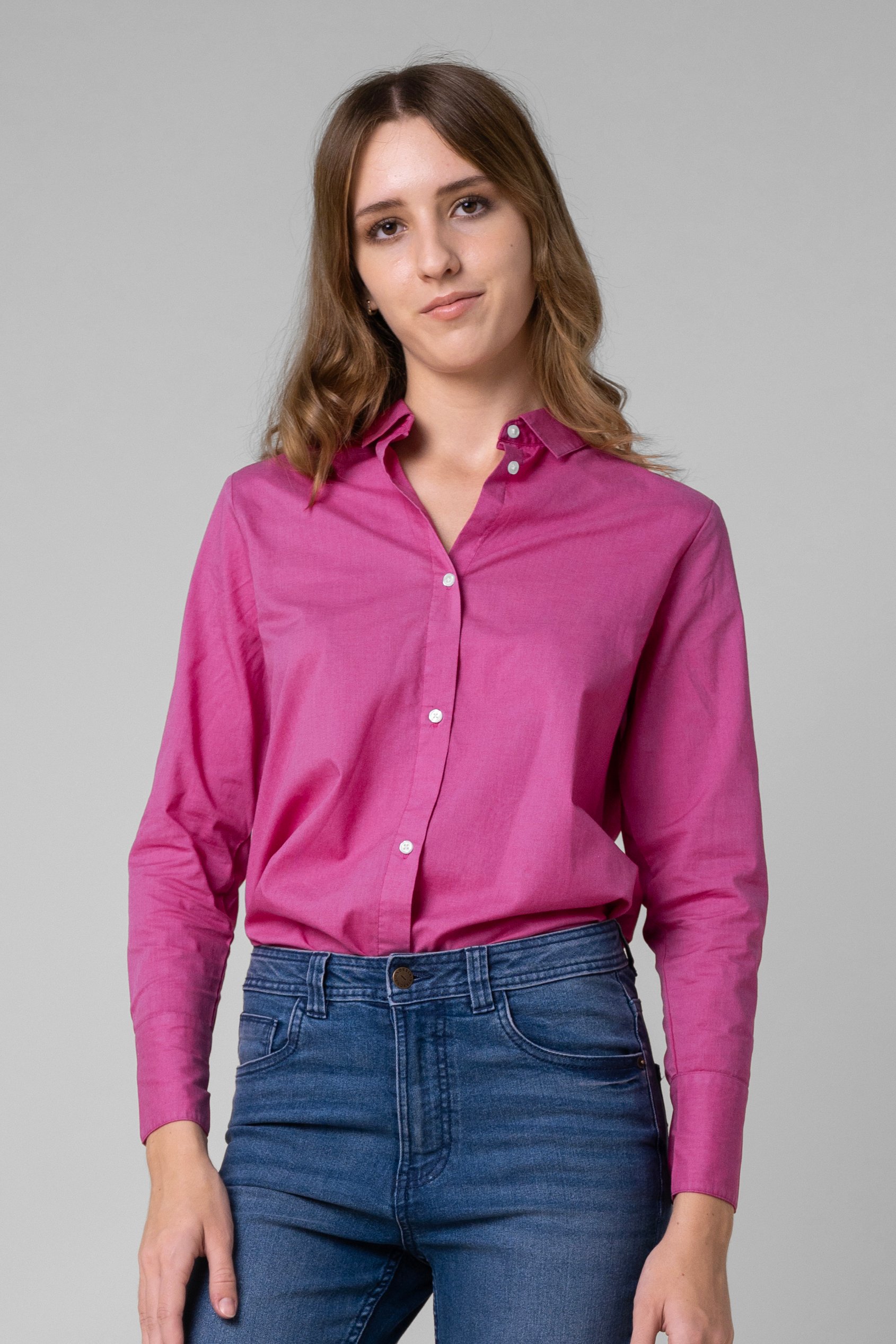 Enorsia Women's Purple Long Sleeve Work Shirt - Uk 10