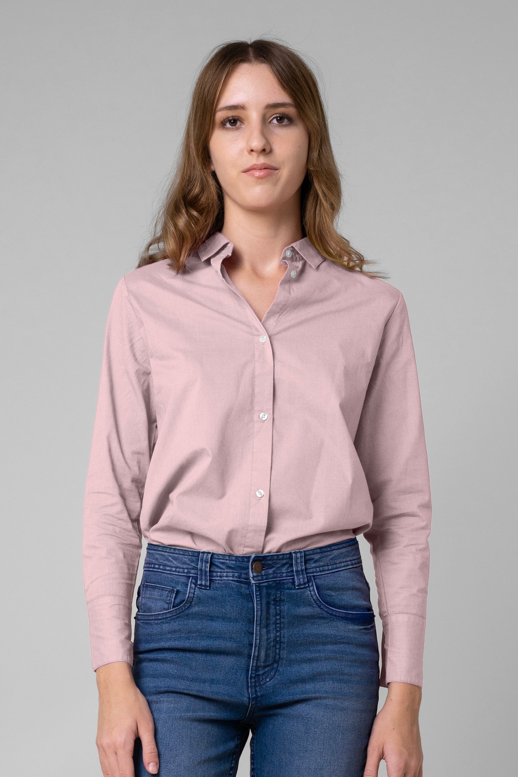 Enorsia Women's Cream Long Sleeve Work Shirt - Uk 10