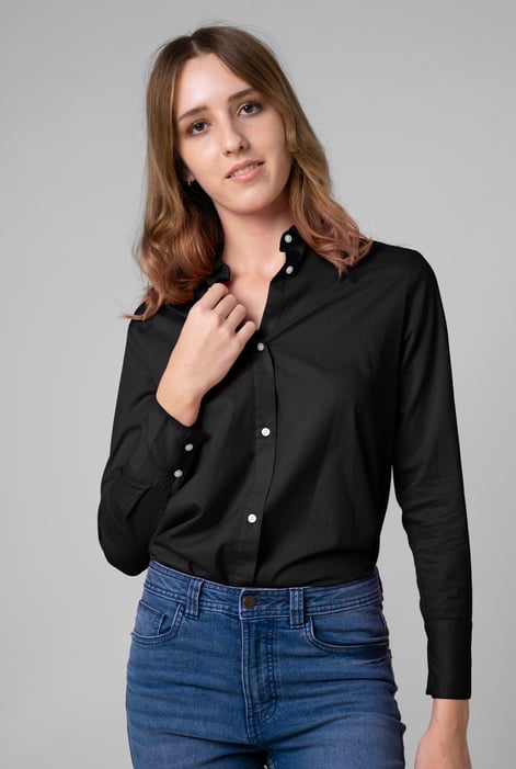 Womens Black Long Sleeve Work Shirt