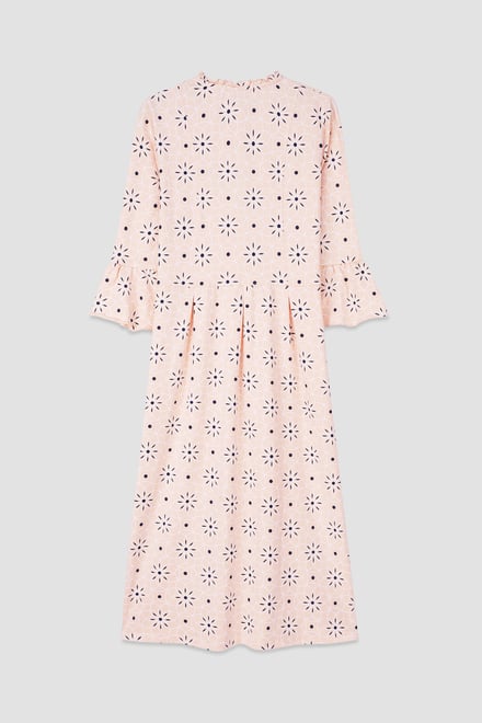 Ditsy Floral Flounce Sleeve Midi Dress