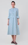 Ditsy Floral Flounce Sleeve Midi Dress
