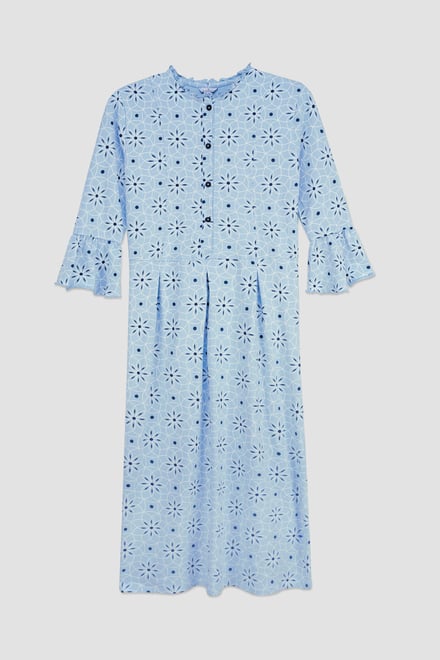Ditsy Floral Flounce Sleeve Midi Dress