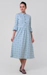 Ditsy Floral Flounce Sleeve Midi Dress