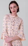 Ditsy Floral Flounce Sleeve Midi Dress