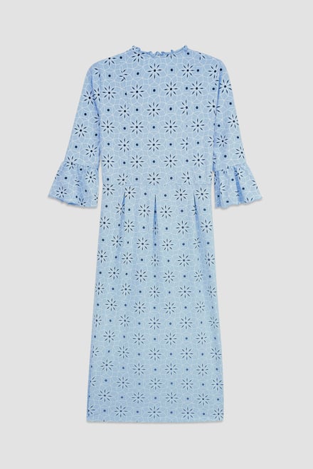 Ditsy Floral Flounce Sleeve Midi Dress