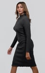Crepe Ribbed Bodycon Midi Dress