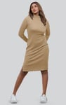 Crepe Ribbed Bodycon Midi Dress