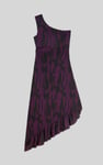 Brush Print One-Shoulder Ruffled Cutout Dress