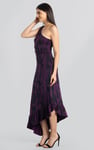 Brush Print One-Shoulder Ruffled Cutout Dress