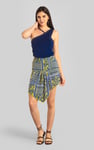 Asymmetric Printed Jersey Mini Skirt