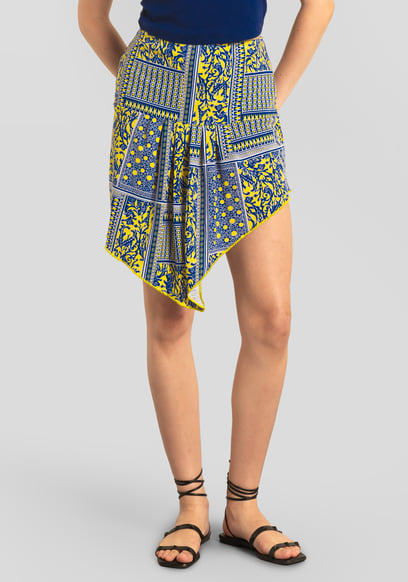 Asymmetric Printed Jersey Mini Skirt