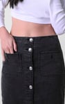 Washed Black Denim Midi Skirt