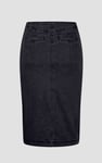 Washed Black Denim Midi Skirt