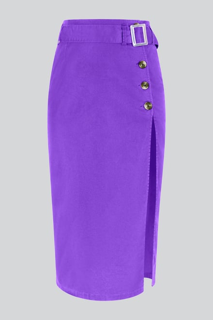 Button Detail Midaxi Skirt with Buckle Belt