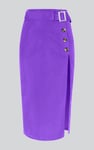 Button Detail Midaxi Skirt with Buckle Belt