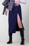Button Detail Midaxi Skirt with Buckle Belt