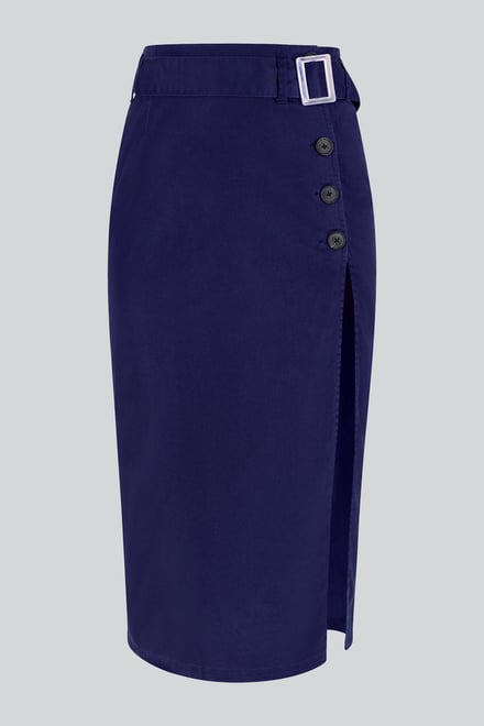 Button Detail Midaxi Skirt with Buckle Belt