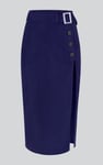Button Detail Midaxi Skirt with Buckle Belt