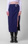 Button Detail Midaxi Skirt with Buckle Belt
