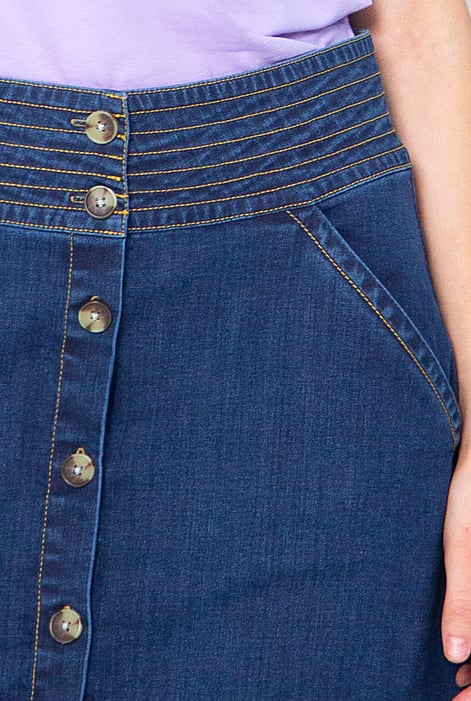 Deep Blue A-Line Midi Skirt