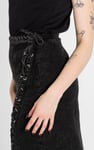 Black Denim Skirt With Asymmetric Lace Up Details
