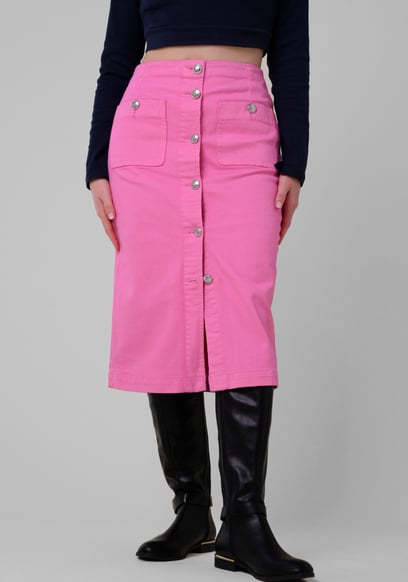 Coloured Denim Midi Skirt