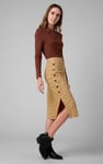 Side Button Split Ribbed Skirt