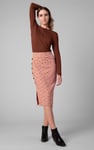 Side Button Split Ribbed Skirt