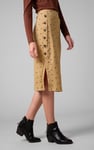 Side Button Split Ribbed Skirt
