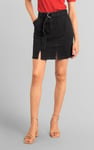 Belted Denim With Front Slit Mini Skirt