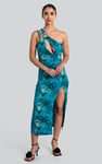 One Shoulder Floral Printed Maxi Dress