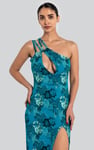 One Shoulder Floral Printed Maxi Dress