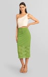 Lace Tiered Button Detail Midi Skirt