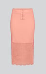 Lace Tiered Button Detail Midi Skirt