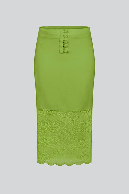 Lace Tiered Button Detail Midi Skirt